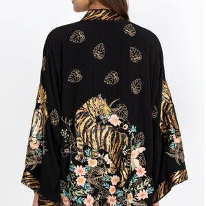 Johnny Was Catarina Black Tiger Kimono Women's L